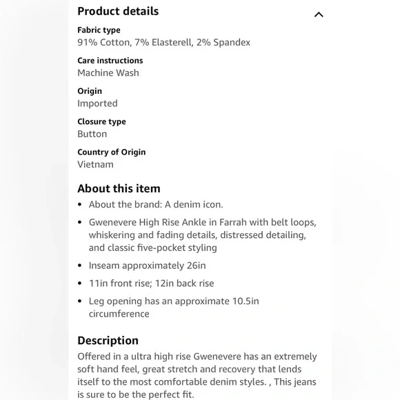 7 For All Mankind Women's High Waist Ankle Gwenevere Farrah Jean_size 28 - Picture 7 of 13